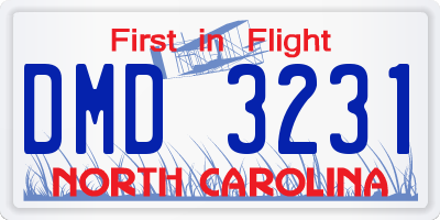 NC license plate DMD3231