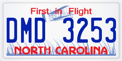 NC license plate DMD3253