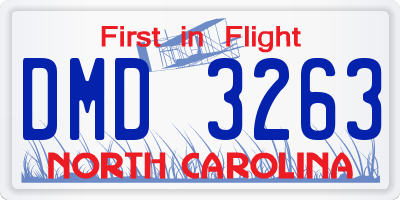 NC license plate DMD3263