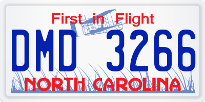 NC license plate DMD3266