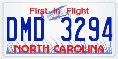 NC license plate DMD3294