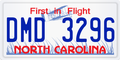 NC license plate DMD3296