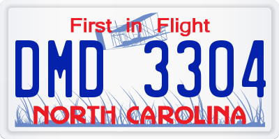 NC license plate DMD3304