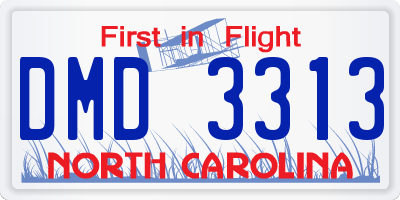 NC license plate DMD3313