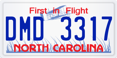 NC license plate DMD3317