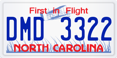 NC license plate DMD3322