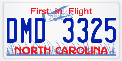 NC license plate DMD3325