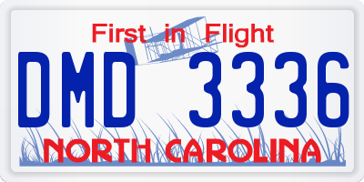 NC license plate DMD3336