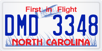 NC license plate DMD3348