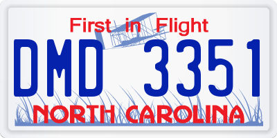 NC license plate DMD3351