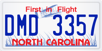 NC license plate DMD3357