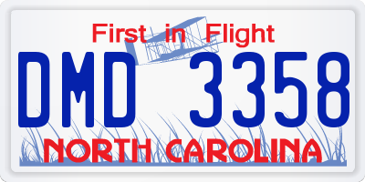 NC license plate DMD3358