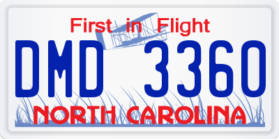 NC license plate DMD3360