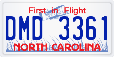 NC license plate DMD3361