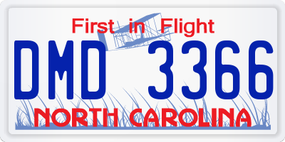 NC license plate DMD3366