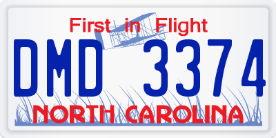 NC license plate DMD3374