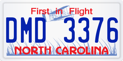 NC license plate DMD3376