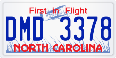 NC license plate DMD3378