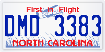 NC license plate DMD3383