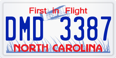 NC license plate DMD3387