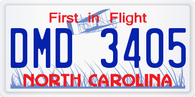 NC license plate DMD3405