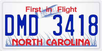NC license plate DMD3418