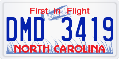 NC license plate DMD3419