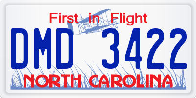 NC license plate DMD3422