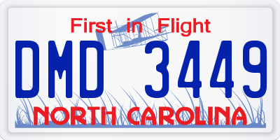 NC license plate DMD3449