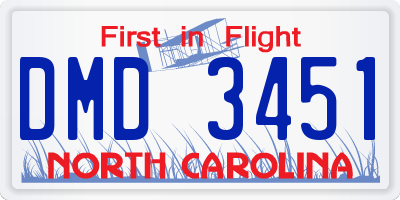 NC license plate DMD3451
