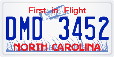 NC license plate DMD3452