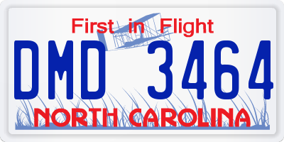 NC license plate DMD3464
