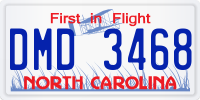 NC license plate DMD3468