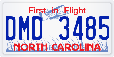 NC license plate DMD3485