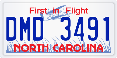NC license plate DMD3491