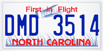 NC license plate DMD3514