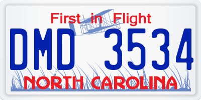 NC license plate DMD3534