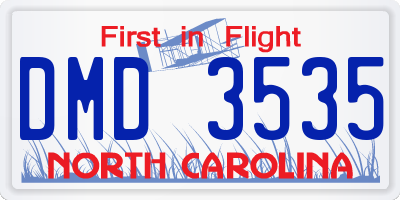NC license plate DMD3535