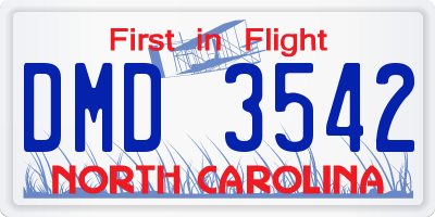 NC license plate DMD3542