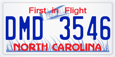 NC license plate DMD3546