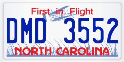 NC license plate DMD3552