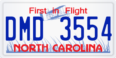 NC license plate DMD3554