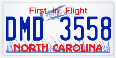 NC license plate DMD3558