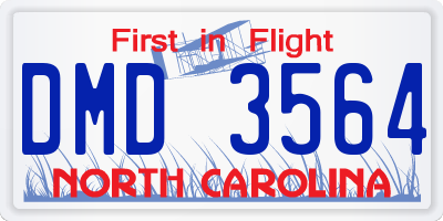 NC license plate DMD3564