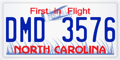 NC license plate DMD3576