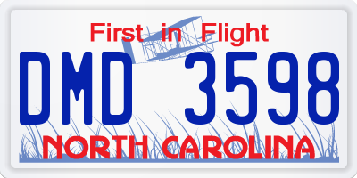 NC license plate DMD3598