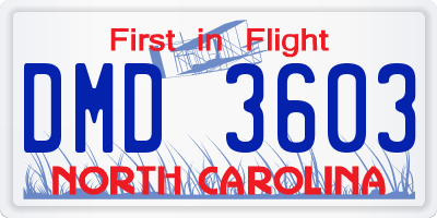 NC license plate DMD3603