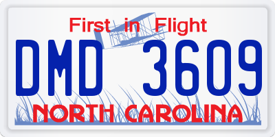 NC license plate DMD3609