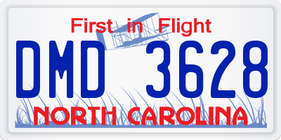 NC license plate DMD3628