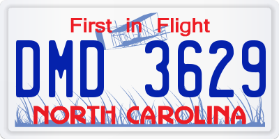 NC license plate DMD3629